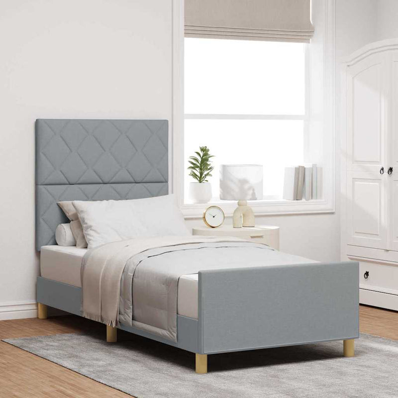 Cadru de pat cu headboard Gri deschis 100 x 200 cm țesătură