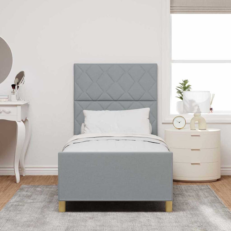 Cadru de pat cu headboard Gri deschis 100 x 200 cm țesătură