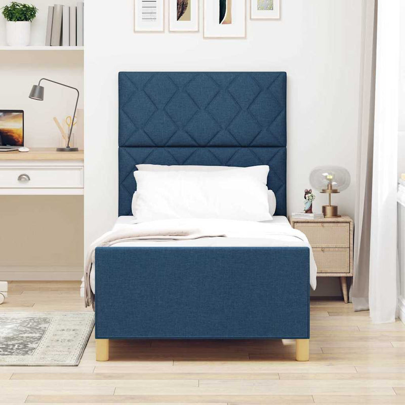 Cadru de pat cu headboard albastru 100 x 200 cm țesătură