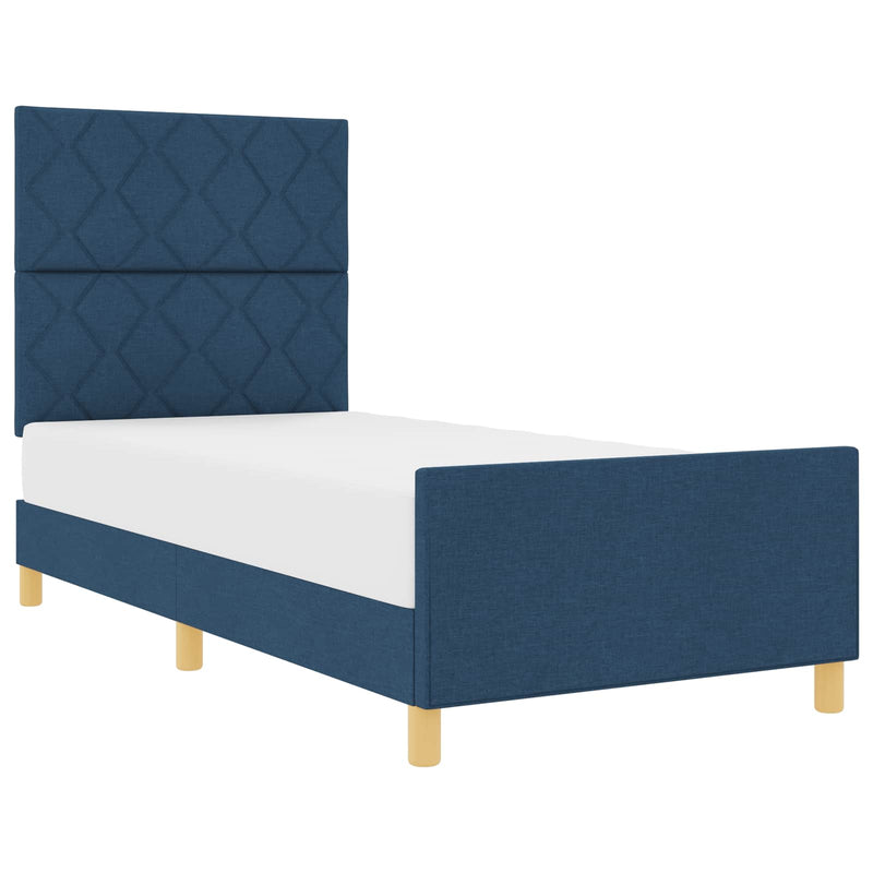 Cadru de pat cu headboard albastru 100 x 200 cm țesătură