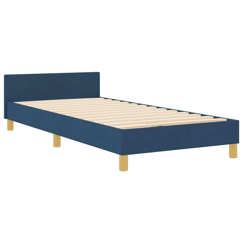 Cadru de pat cu headboard albastru 100 x 200 cm țesătură