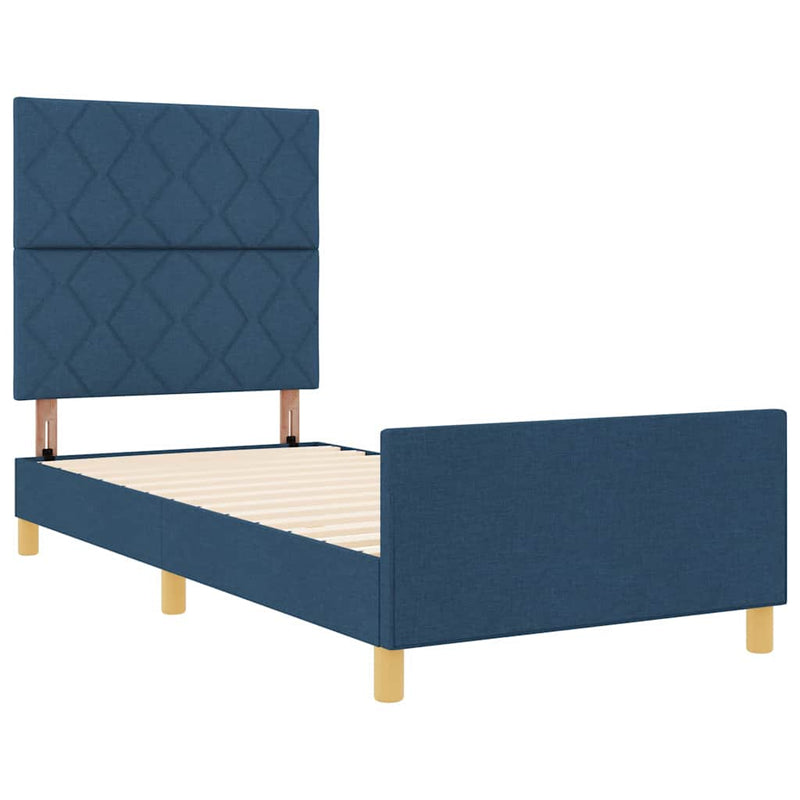 Cadru de pat cu headboard albastru 100 x 200 cm țesătură