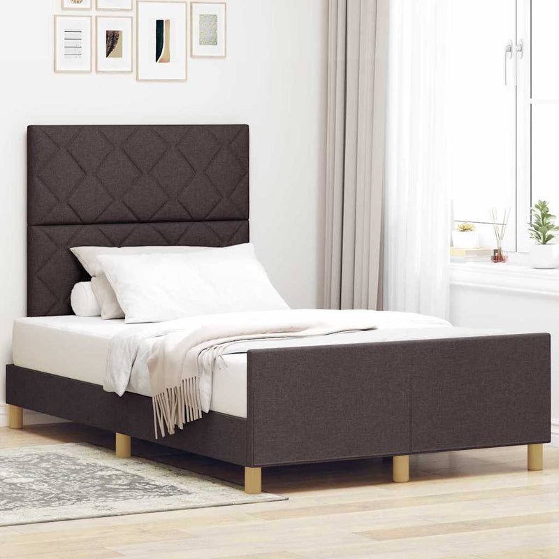 Cadru de pat cu headboard Maro închis 120 x 190 cm țesătură