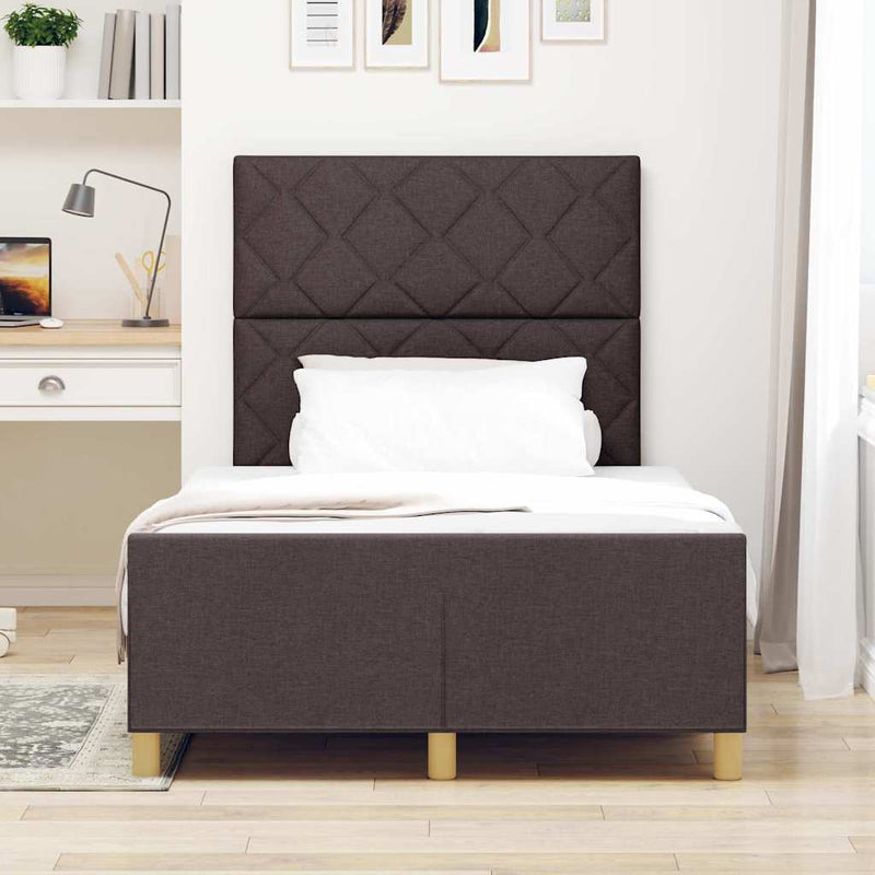Cadru de pat cu headboard Maro închis 120 x 190 cm țesătură