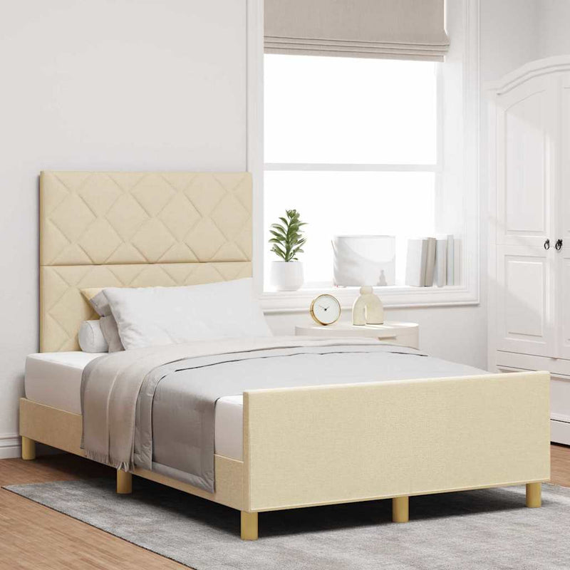 Cadru de pat cu headboard Crem 120 x 200 cm țesătură