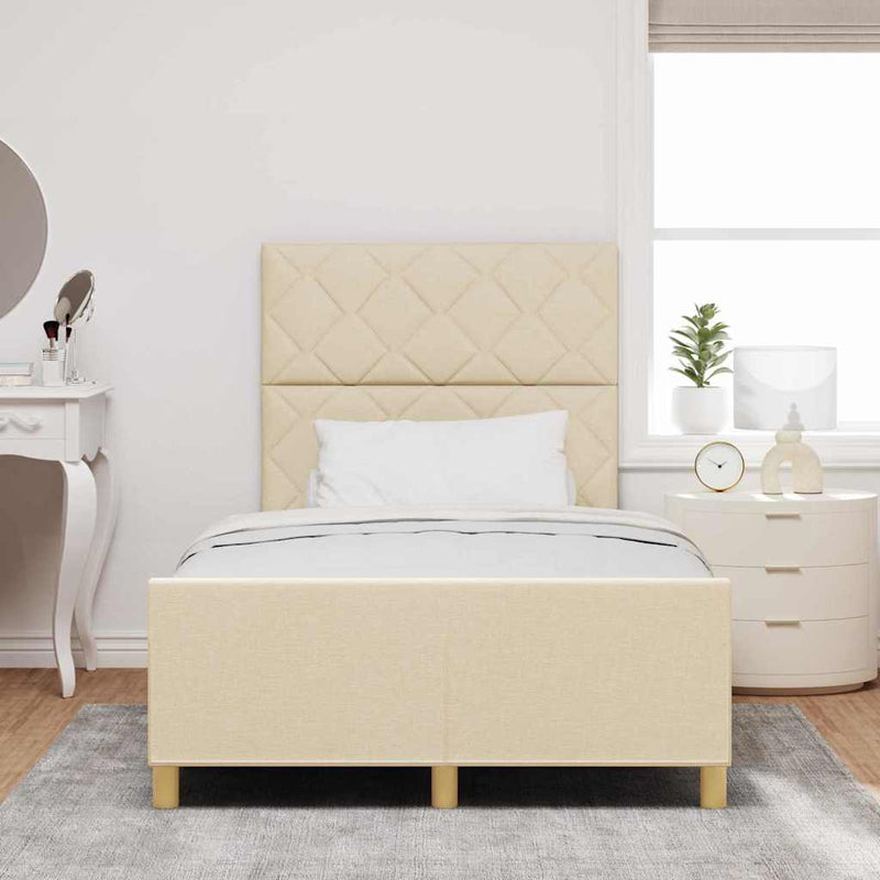 Cadru de pat cu headboard Crem 120 x 200 cm țesătură
