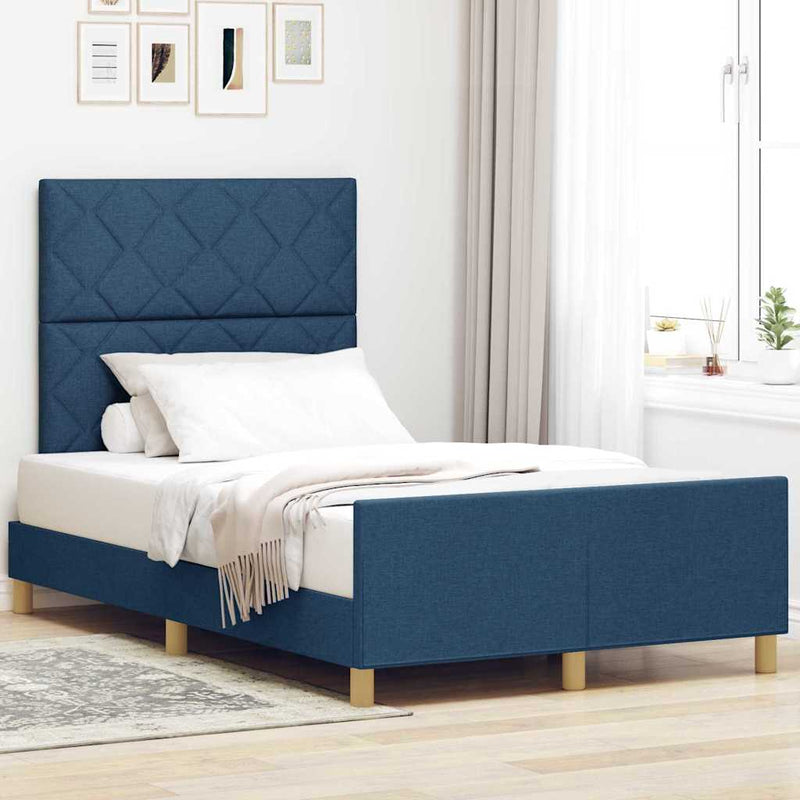Cadru de pat cu headboard albastru 120 x 200 cm țesătură