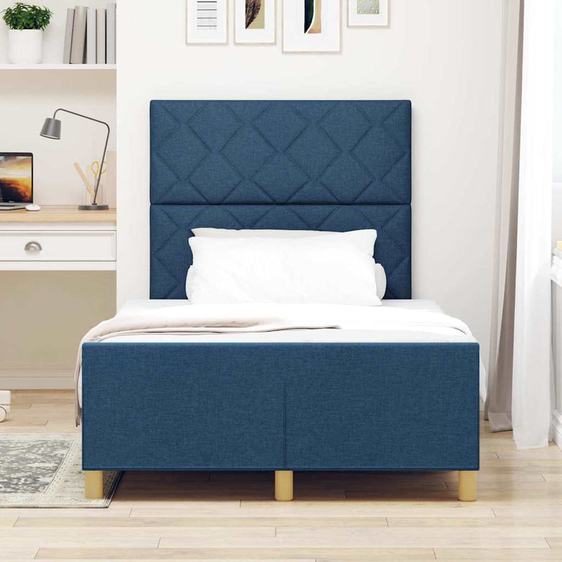 Cadru de pat cu headboard albastru 120 x 200 cm țesătură