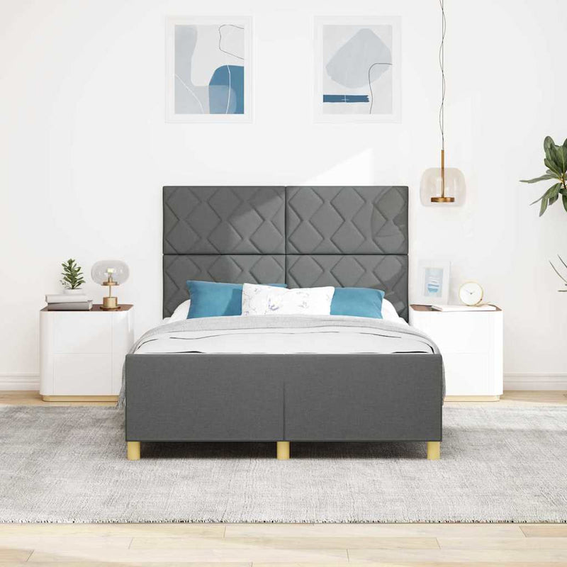 Cadru de pat cu headboard Gri închis 140 x 200 cm țesătură