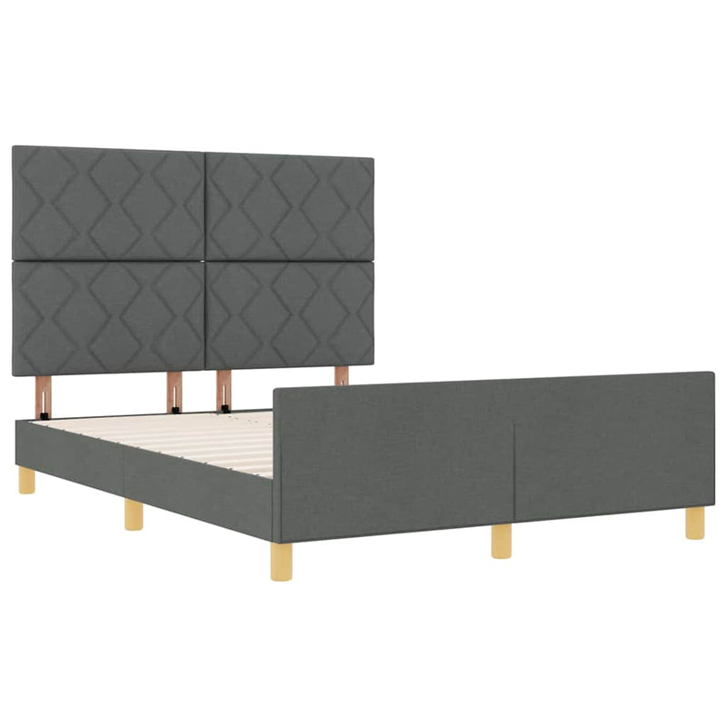 Cadru de pat cu headboard Gri închis 140 x 200 cm țesătură