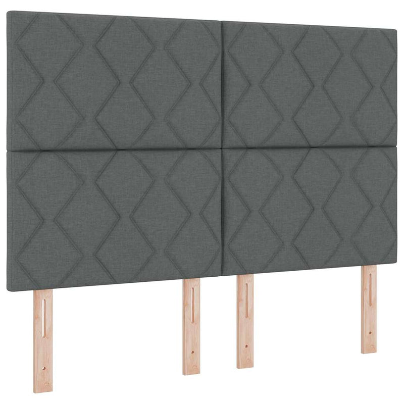 Cadru de pat cu headboard Gri închis 140 x 200 cm țesătură