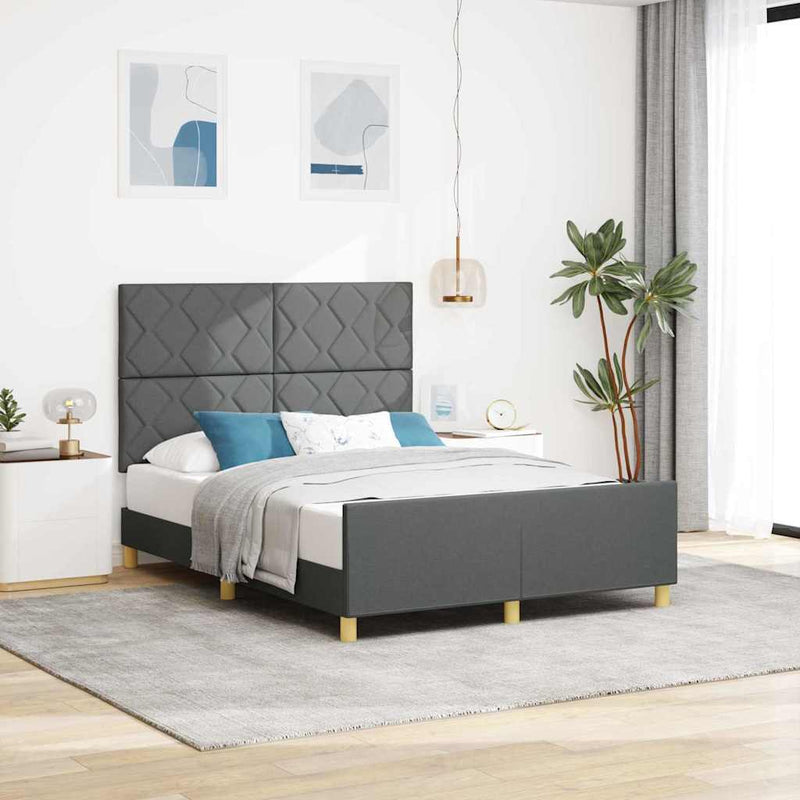 Cadru de pat cu headboard Gri închis 160 x 200 cm țesătură