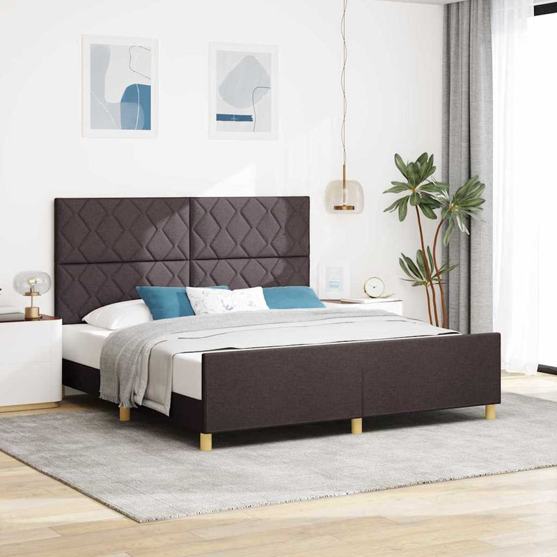 Cadru de pat cu headboard Maro închis 180 x 200 cm țesătură