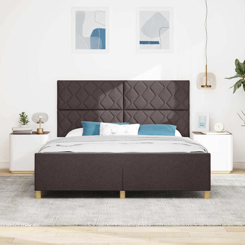 Cadru de pat cu headboard Maro închis 180 x 200 cm țesătură