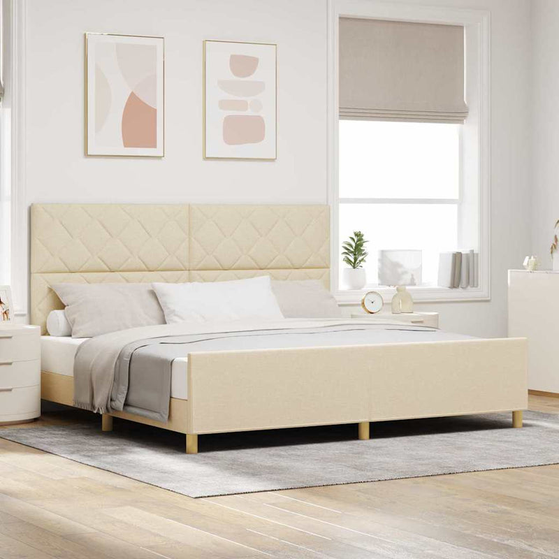 Cadru de pat cu headboard Crem 200 x 200 cm țesătură