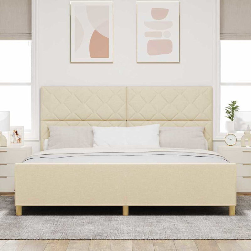 Cadru de pat cu headboard Crem 200 x 200 cm țesătură