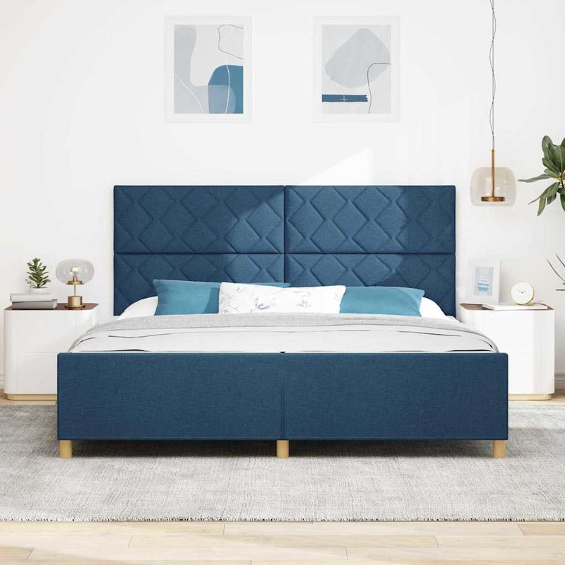 Cadru de pat cu headboard albastru 200 x 200 cm țesătură