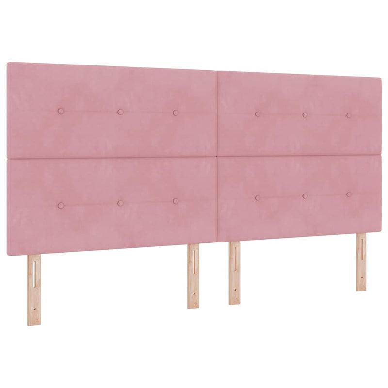 Pat cu arcuri cu headboard Roz 200 x 200 cm Catifea