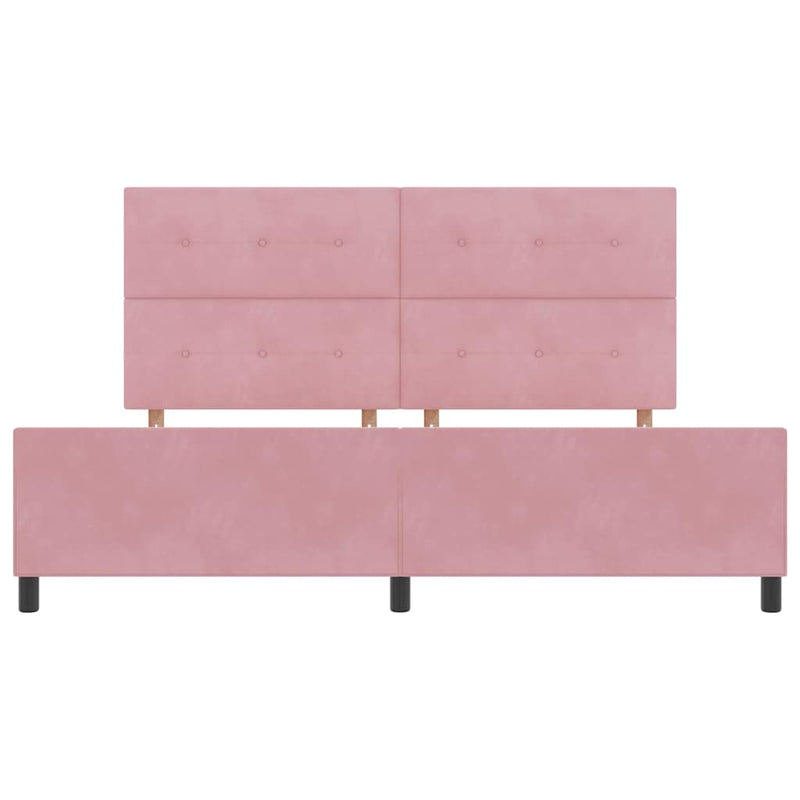 Pat cu arcuri cu headboard Roz 200 x 200 cm Catifea