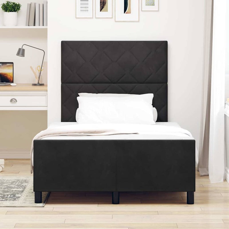 Pat cu arcuri cu headboard Negru 120 x 190 cm Catifea