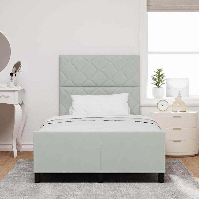 Pat cu arcuri cu headboard Gri deschis 120 x 200 cm Catifea