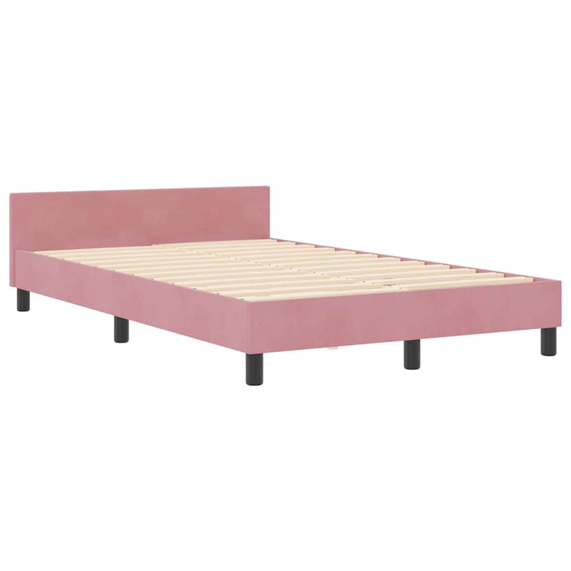 Pat cu arcuri cu headboard Roz 120 x 200 cm Catifea