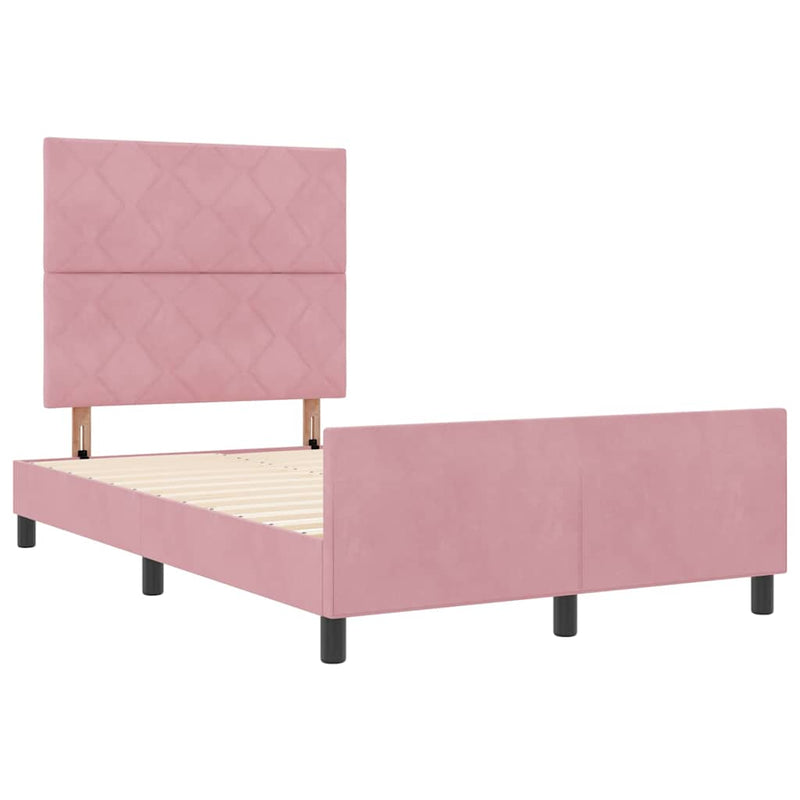 Pat cu arcuri cu headboard Roz 120 x 200 cm Catifea