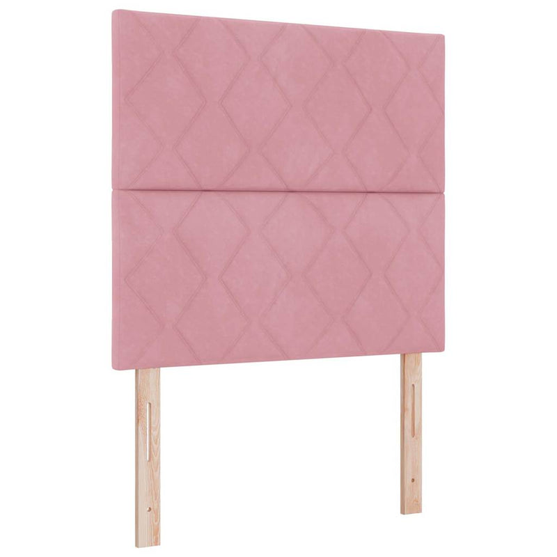 Pat cu arcuri cu headboard Roz 120 x 200 cm Catifea