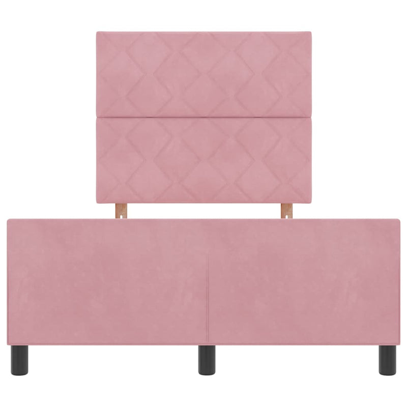 Pat cu arcuri cu headboard Roz 120 x 200 cm Catifea