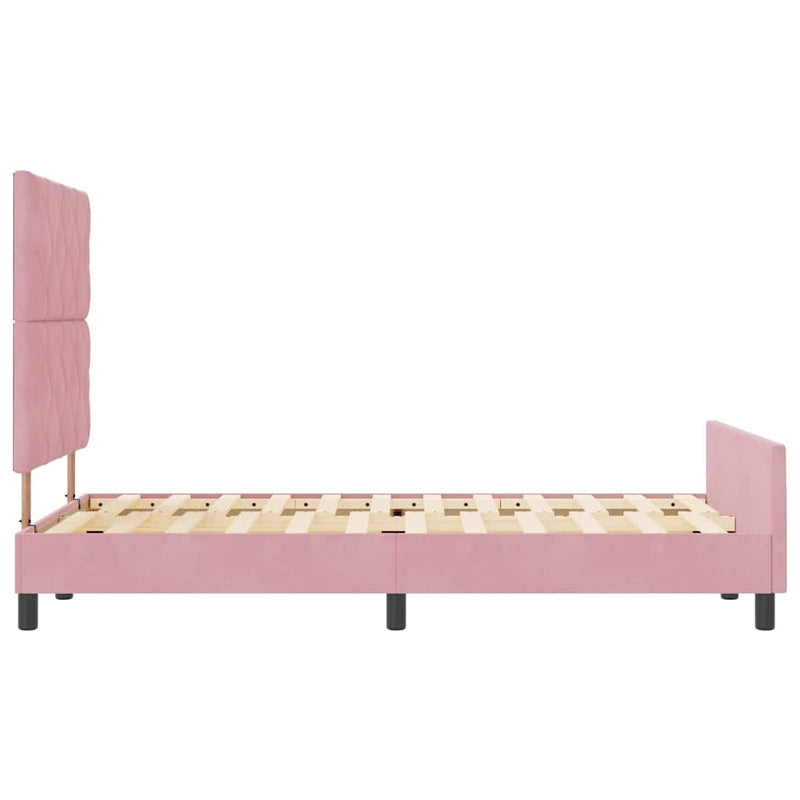 Pat cu arcuri cu headboard Roz 120 x 200 cm Catifea