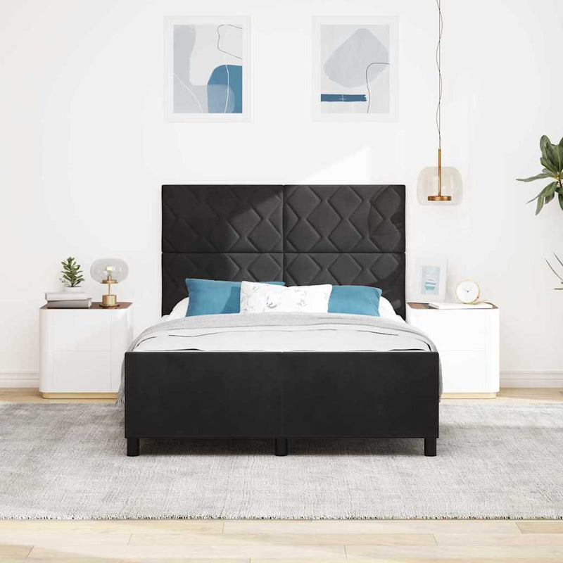 Pat cu arcuri cu headboard Negru 160 x 200 cm Catifea