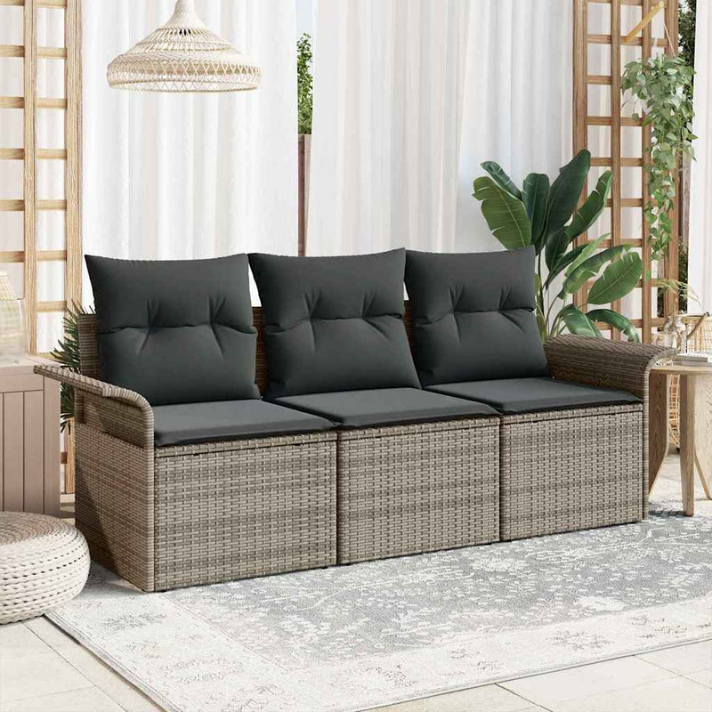 Set de canapele pentru grădină 3 buc. Gri Rattan poli