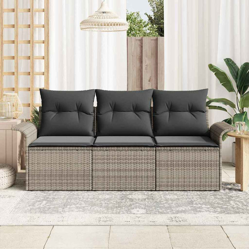 Set de canapele pentru grădină 3 buc. Gri Rattan poli