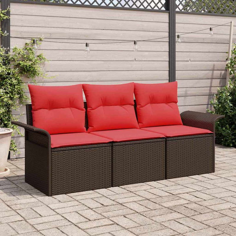 Set de canapele pentru grădină 3 buc. Maro Rattan poli