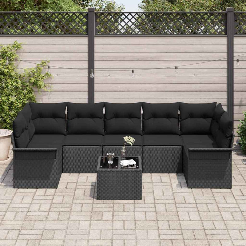 Set de canapele pentru grădină 8 buc. Negru poliratan