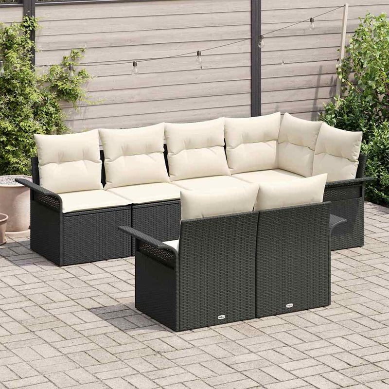 Set de canapele pentru grădină 7 buc. Negru Rattan poli