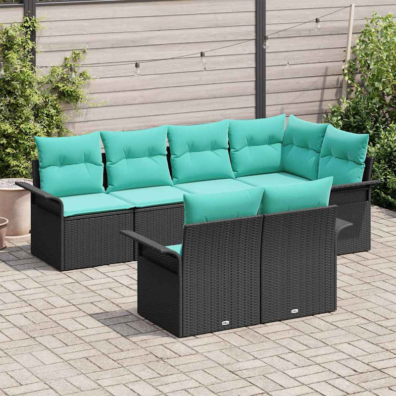 Set de canapele pentru grădină 7 buc. Negru Rattan poli