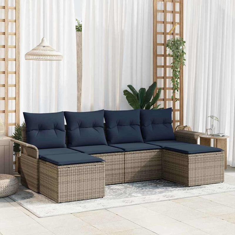 Set de canapele pentru grădină 6 buc. Gri Rattan poli