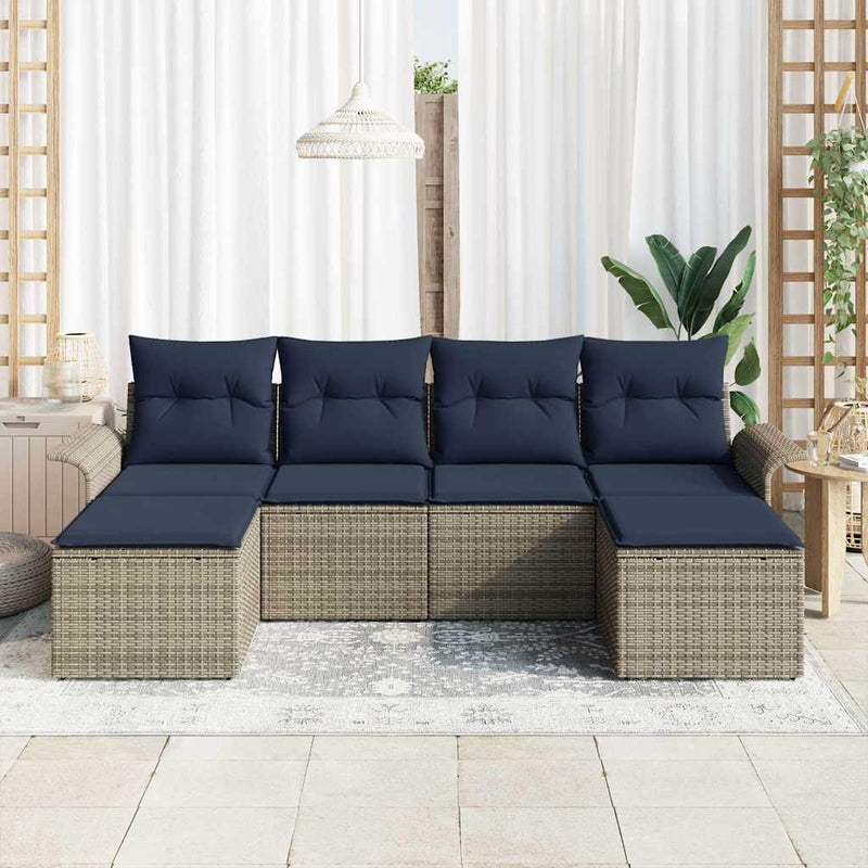 Set de canapele pentru grădină 6 buc. Gri Rattan poli