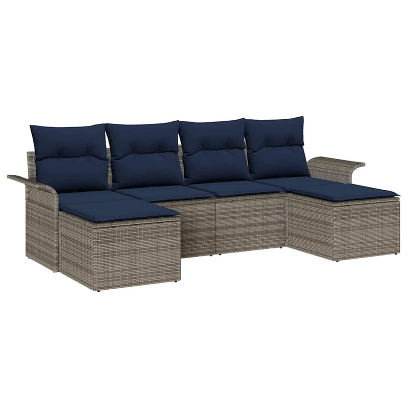 Set de canapele pentru grădină 6 buc. Gri Rattan poli