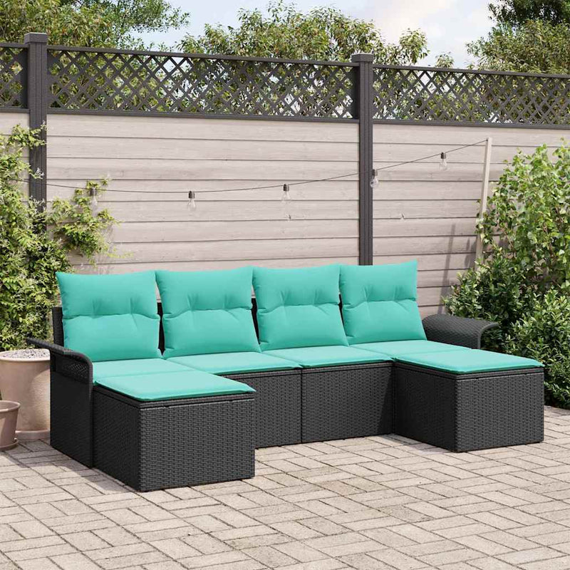 Set de canapele pentru grădină 6 buc. Negru Rattan poli