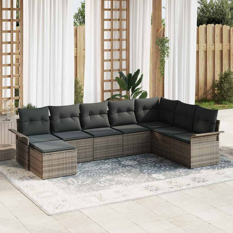Set de canapele pentru grădină 8 buc. Gri Rattan poli
