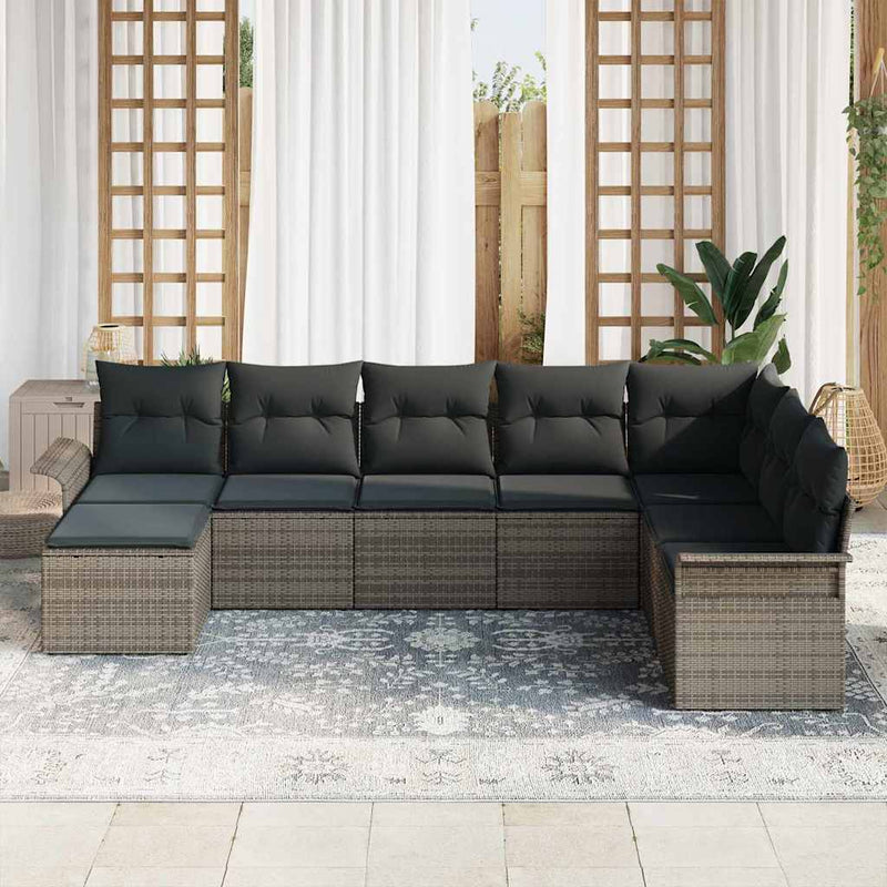 Set de canapele pentru grădină 8 buc. Gri Rattan poli