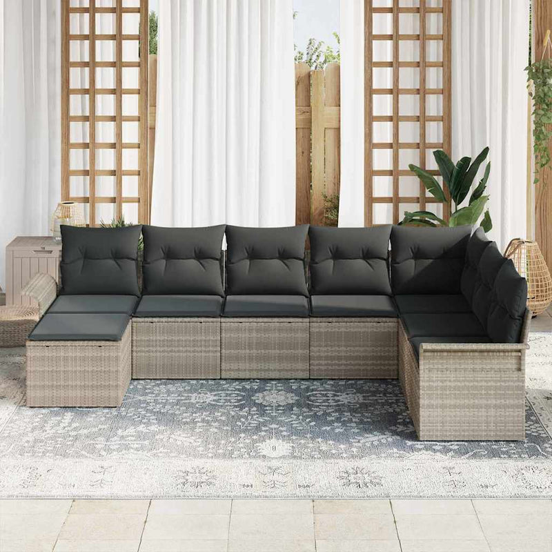Set de canapele pentru grădină 8 buc. Gri deschis Rattan poli
