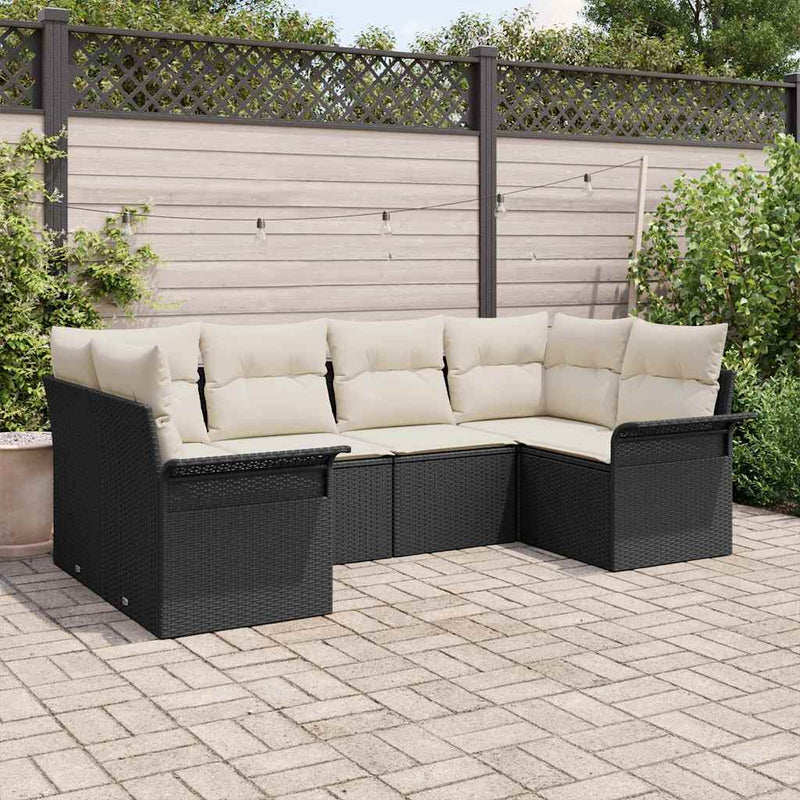 Set de canapele pentru grădină 6 buc. Negru Rattan poli