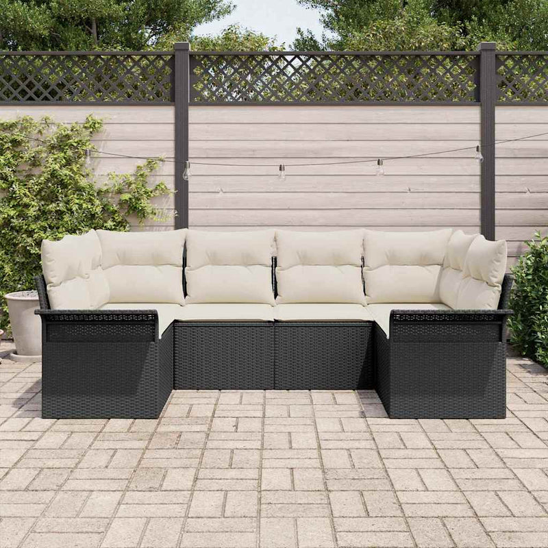 Set de canapele pentru grădină 6 buc. Negru Rattan poli