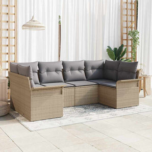 Set de canapele pentru grădină 6 buc. Bej Rattan poli