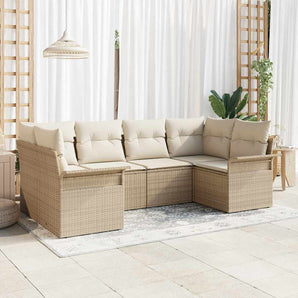 Set de canapele pentru grădină 6 buc. Bej Rattan poli