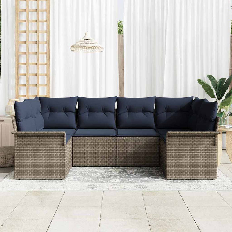 Set de canapele pentru grădină 6 buc. Gri Rattan poli