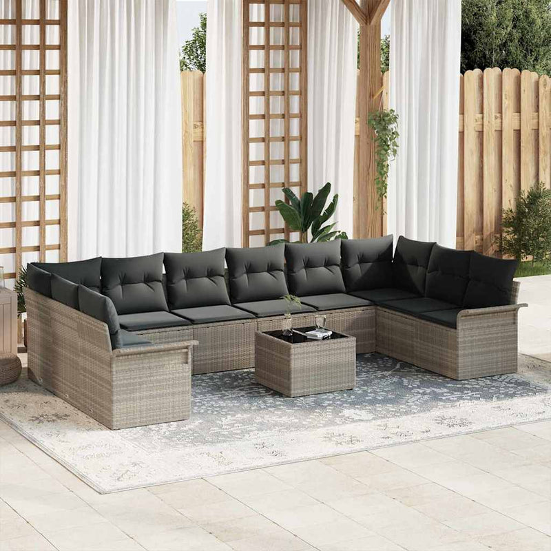 Set de canapele pentru grădină 11 buc. Gri poliratan